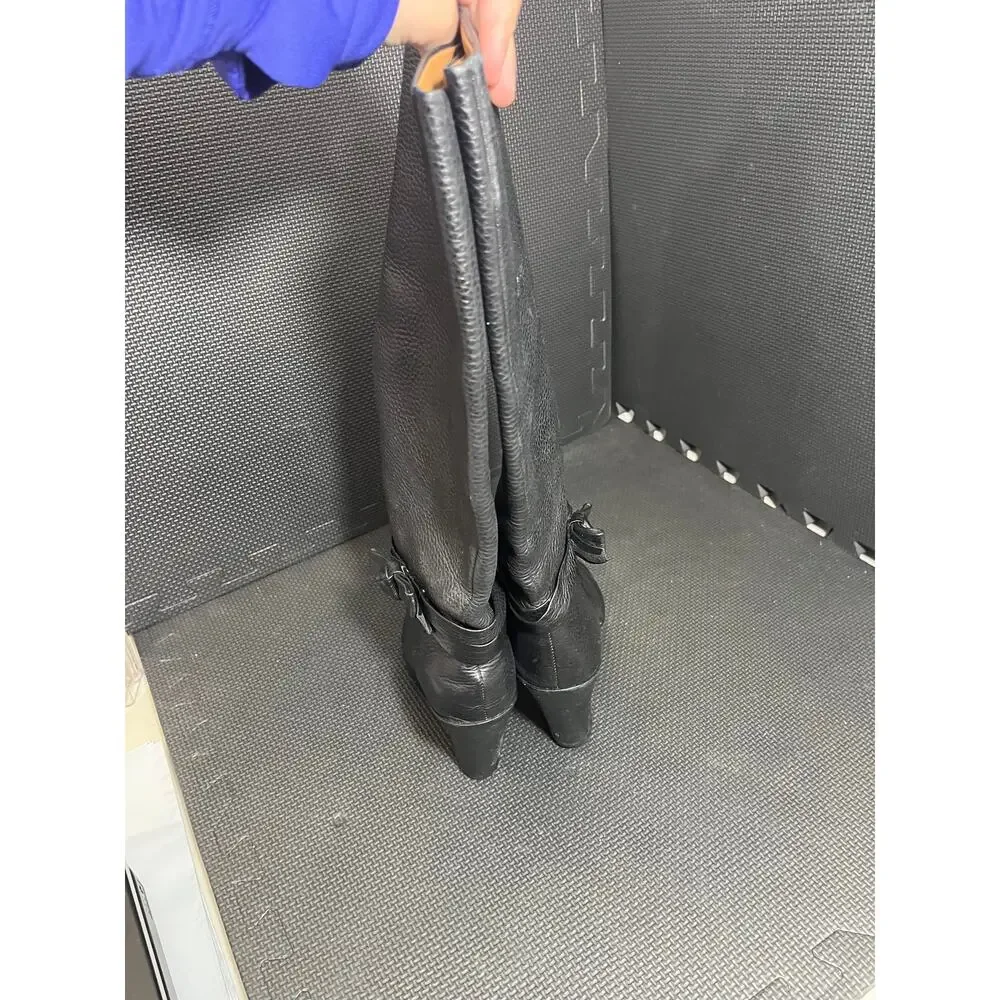 Kate Spade Mandi Knee High Boots Size 9.5M‎ Black Pebbled Leather Designer